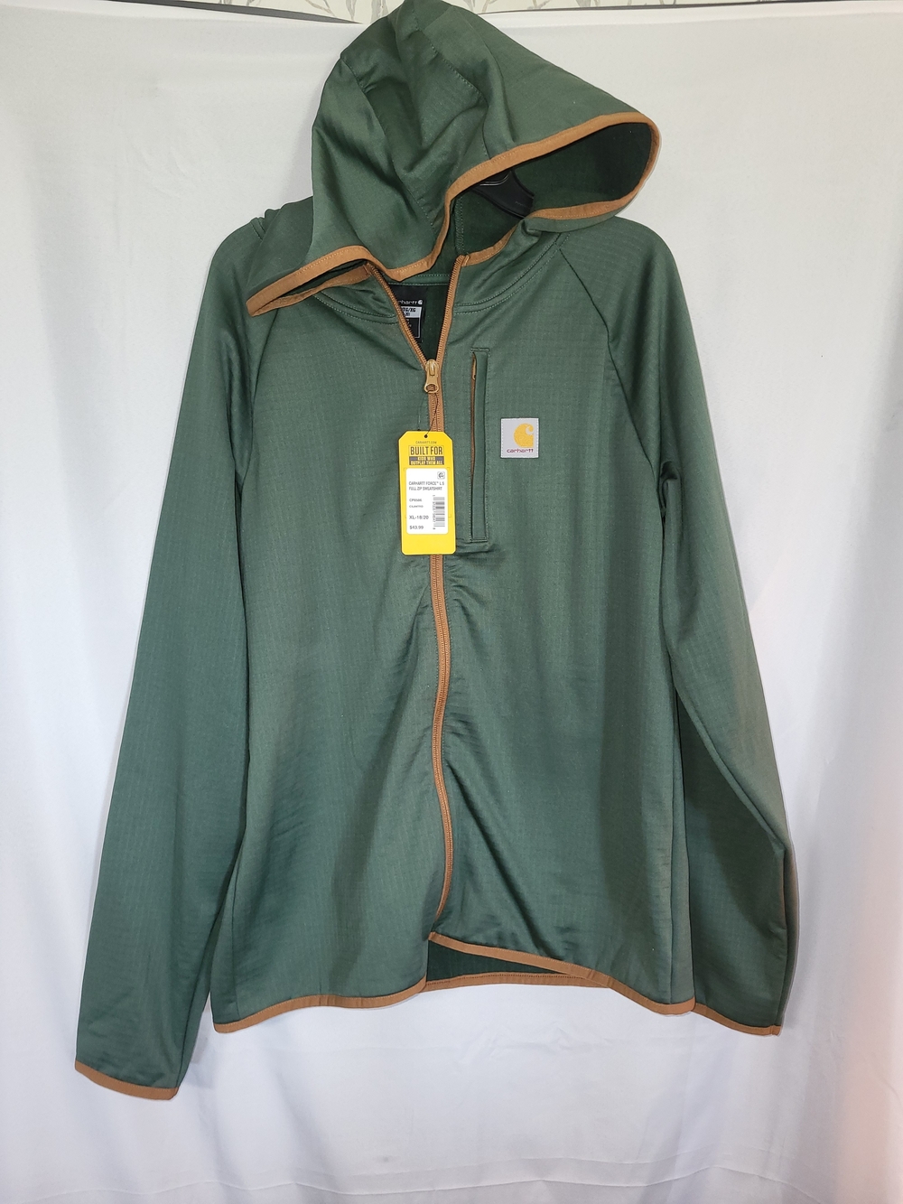 Carhartt Green Hooded Zip Jacket Boys Size XL 18/20